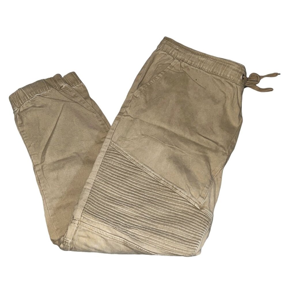Free Planet MOTO Drawstring Waist Khaki Joggers Sz Large Mens Pockets